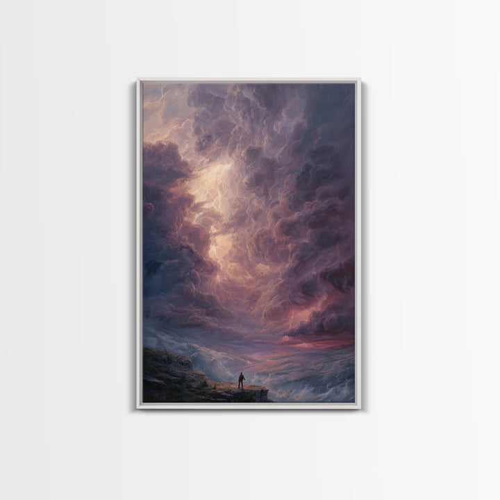 Knight On Horseback Riding Through Enchanted Snowy Forest Fine Art Winter Landscape Painting Canvas Print Wall Decor