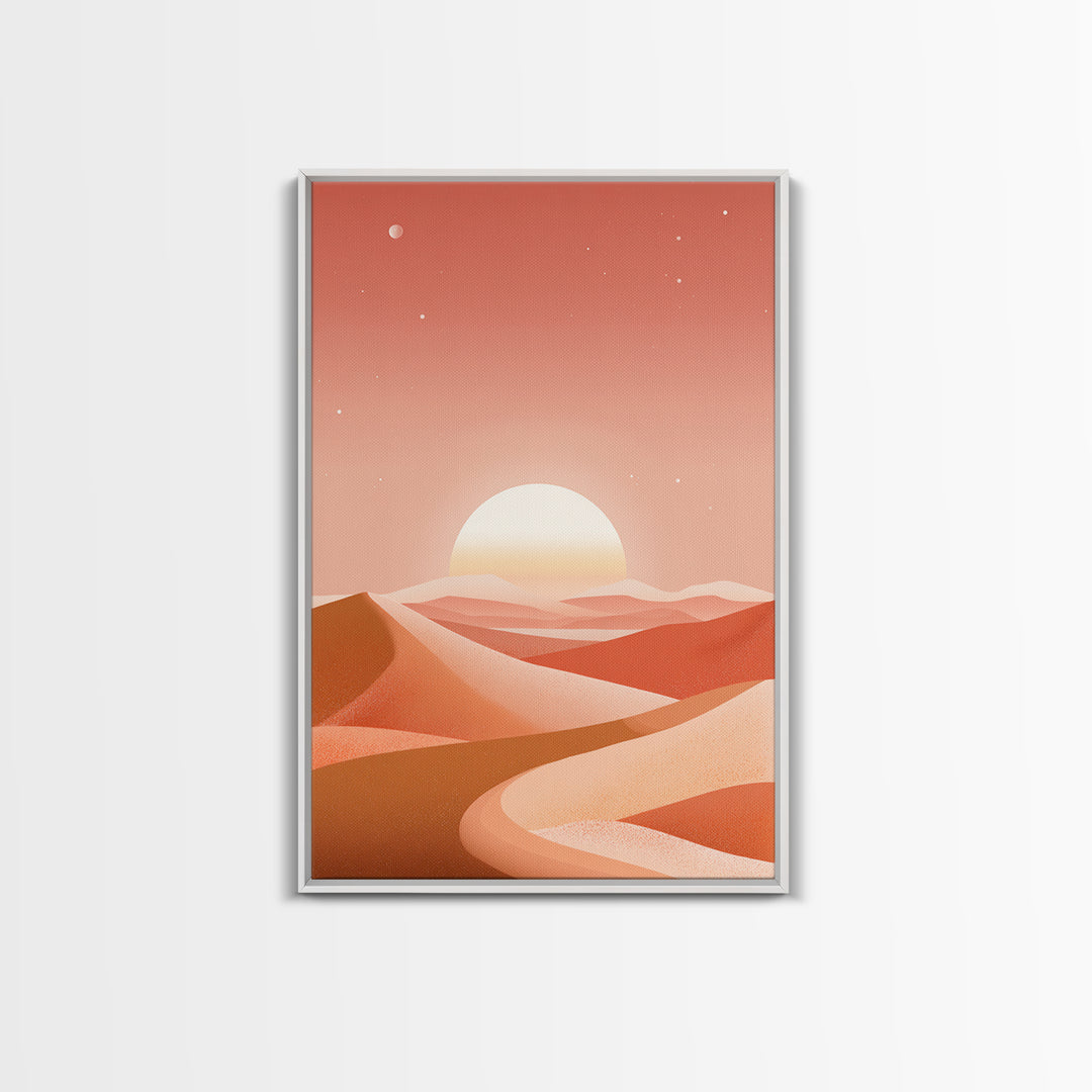 Coral Desert Dunes Sunset Canvas Print, Abstract Landscape Wall Art, Warm Terracotta Decor, Modern Living Room Art, Home Decor