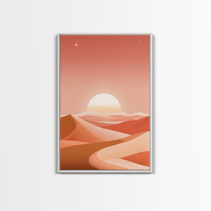 Coral Desert Dunes Sunset Canvas Print, Abstract Landscape Wall Art, Warm Terracotta Decor, Modern Living Room Art, Home Decor