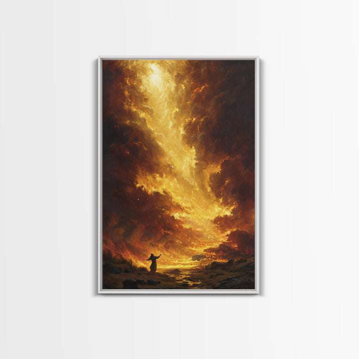 Dramatic Fiery Sunset Landscape Wall Art Canvas Print For Living Room Home Decor And Office Space