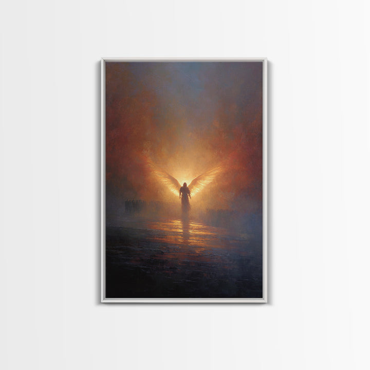 Angelic Figure With Wings Spiritual Wall Art Peaceful Inspirational Painting Framed Canvas Print
