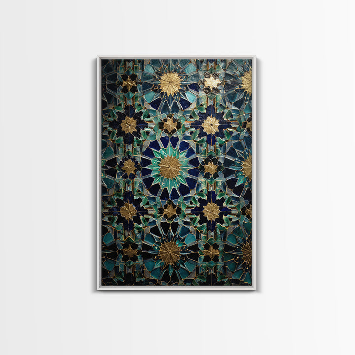 Intricate Moroccan Tile Pattern Photography Wall Art Print Framed Canvas Print For Boho And Mediterranean Decor