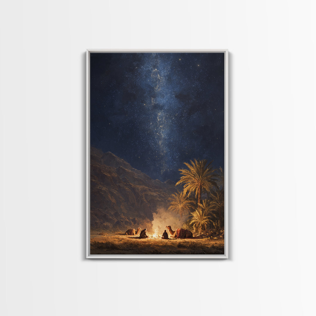Ethereal Figure With Staff Summoning Spirits Of The Dead Surreal Skeleton Scene Framed Canvas Print Dark Fantasy Wall Art