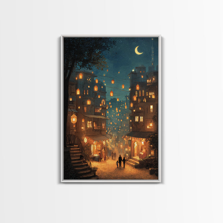 Urban Cityscape Under Manhattan Bridge With Reflections In Rainy Street - Canvas Print For Moody Wall Art And Street Photography Decor