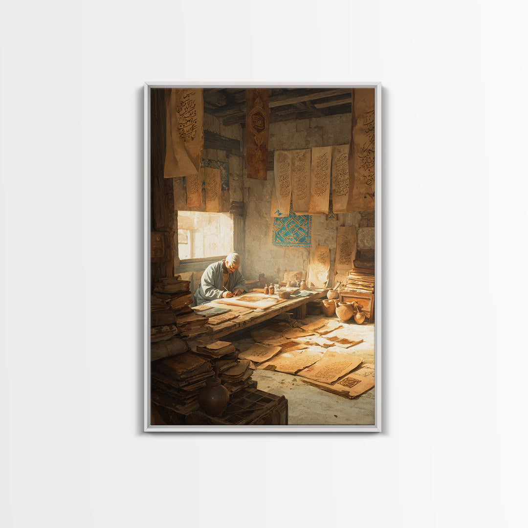 Peaceful Cityscape With Birds Flight And Warm Sunset Light Framed Canvas Print Urban Wall Art For Home Decor