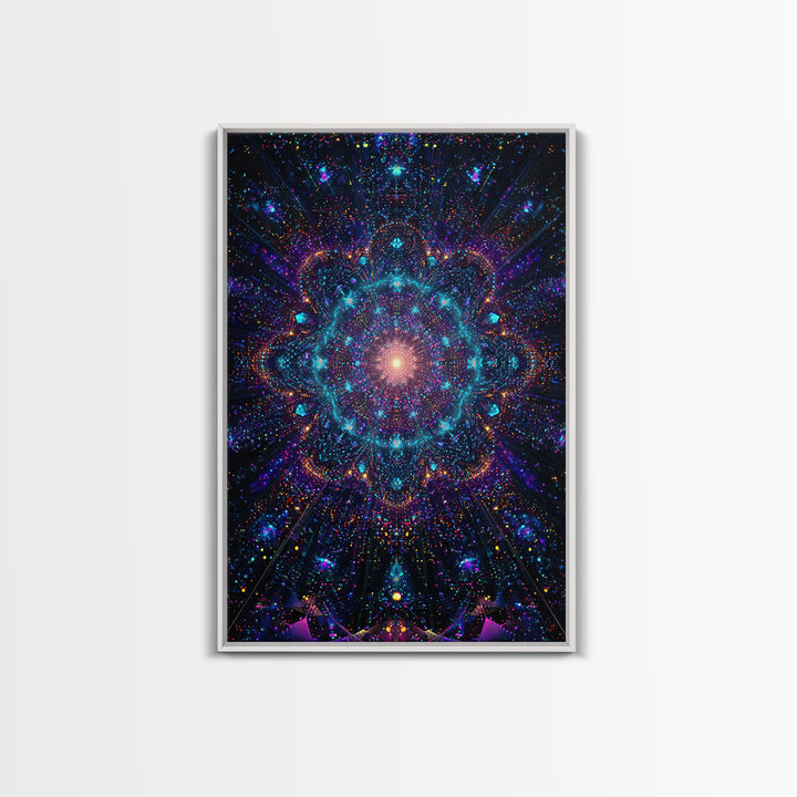 Celestial Mandala Starburst Wall Art, Cosmic Galaxy Canvas Print, Psychedelic Space Decor, Yoga Meditation Room Gift For Her