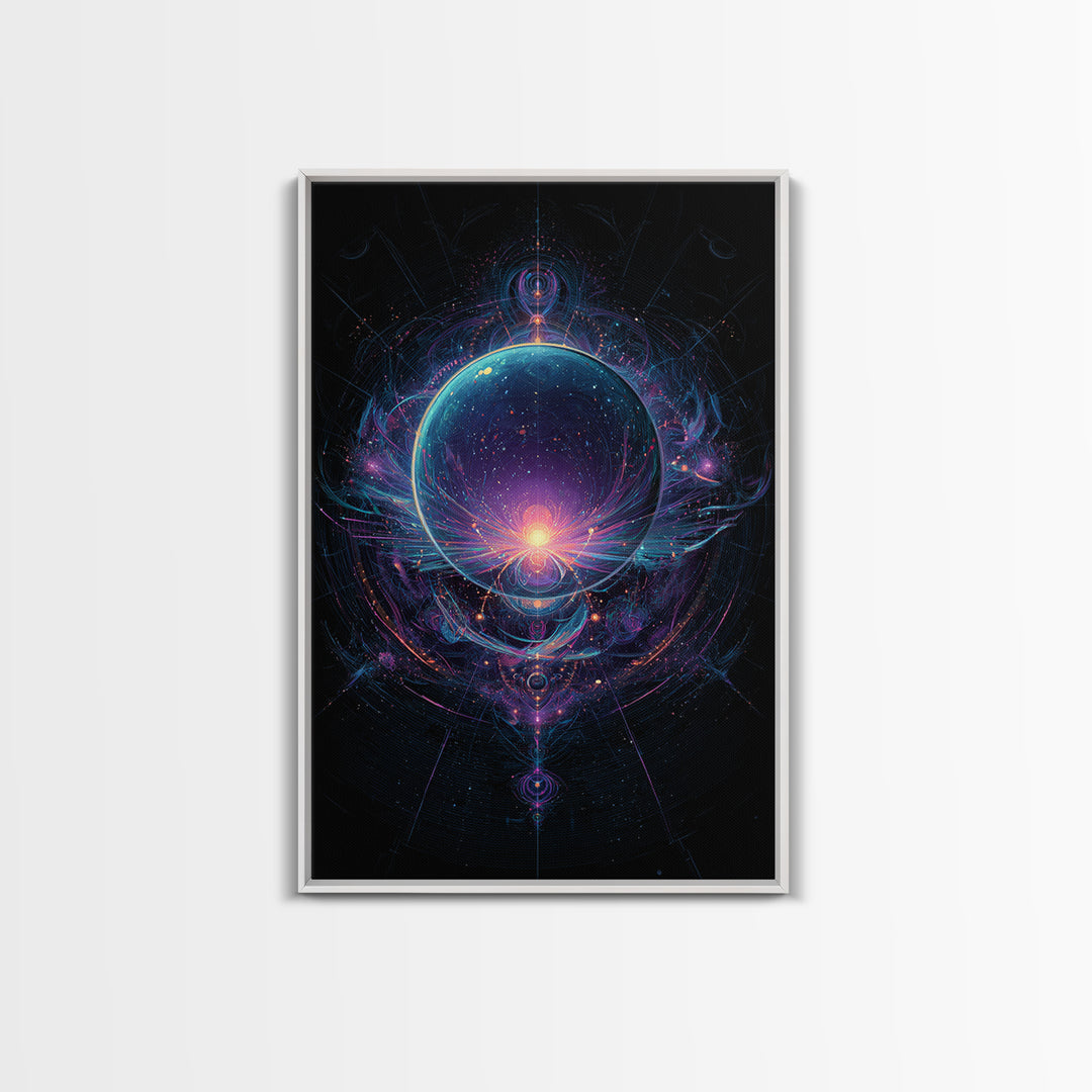 Magic Orb Surrounded By Cosmic Energies Abstract Psychedelic Wall Art Canvas Print For Spiritual Room Decor