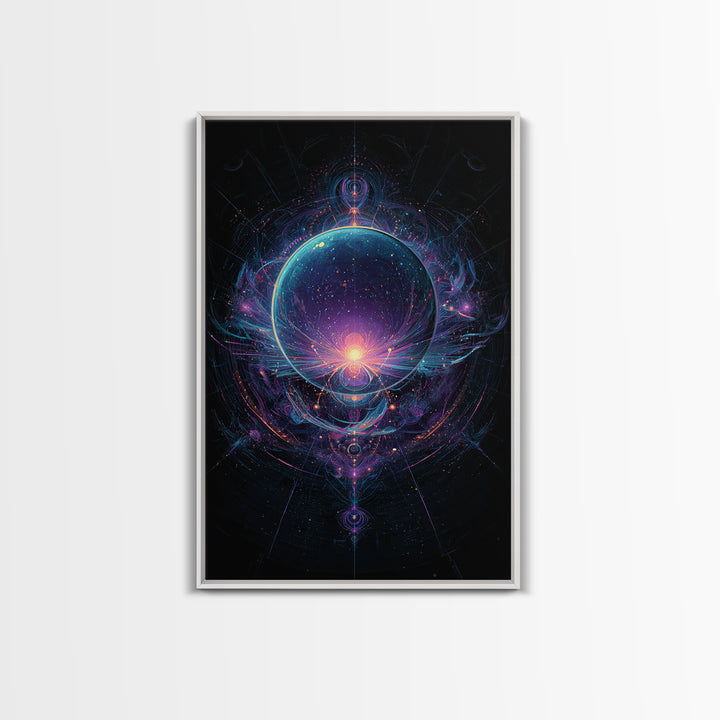Magic Orb Surrounded By Cosmic Energies Abstract Psychedelic Wall Art Canvas Print For Spiritual Room Decor