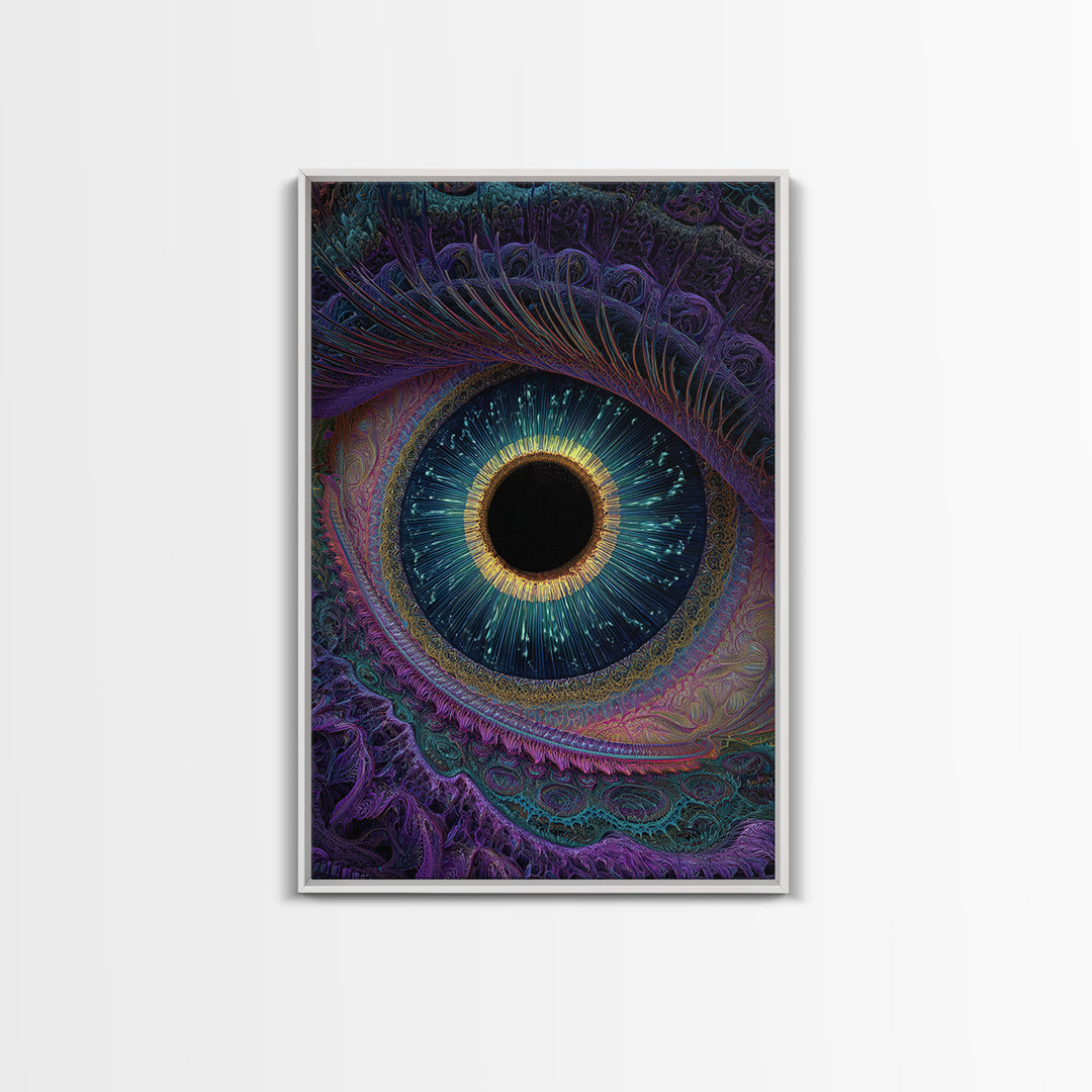 Mystical Cosmic Eye Wall Art, Psychedelic Iris Painting, Surreal Vision Canvas, Celestial Decor, Statement Artwork Gift Idea