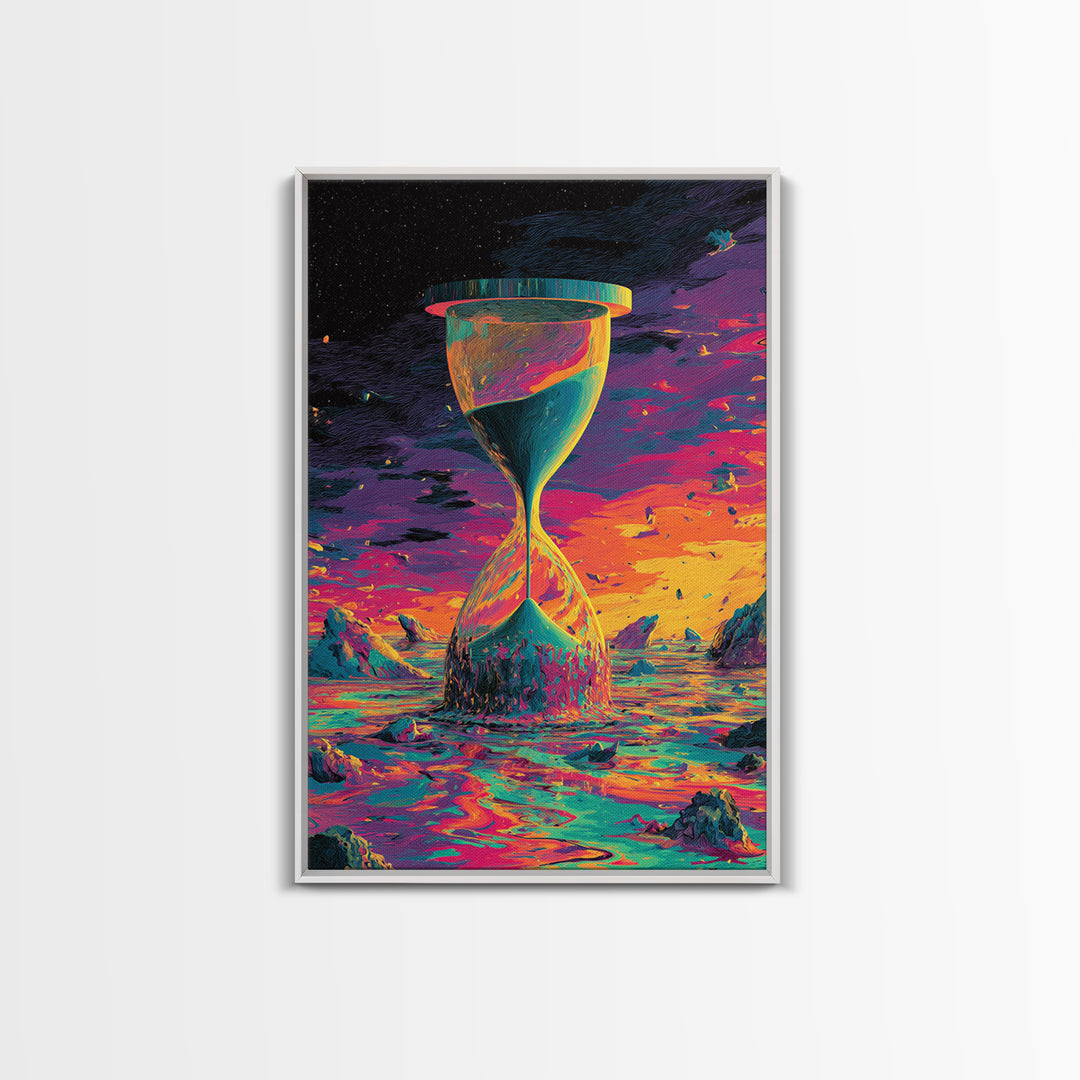 Cosmic Hourglass Alien Landscape Canvas Print, Sci Fi Wall Art, Surreal Space Poster, Futuristic Home Office Decor Gift For Him
