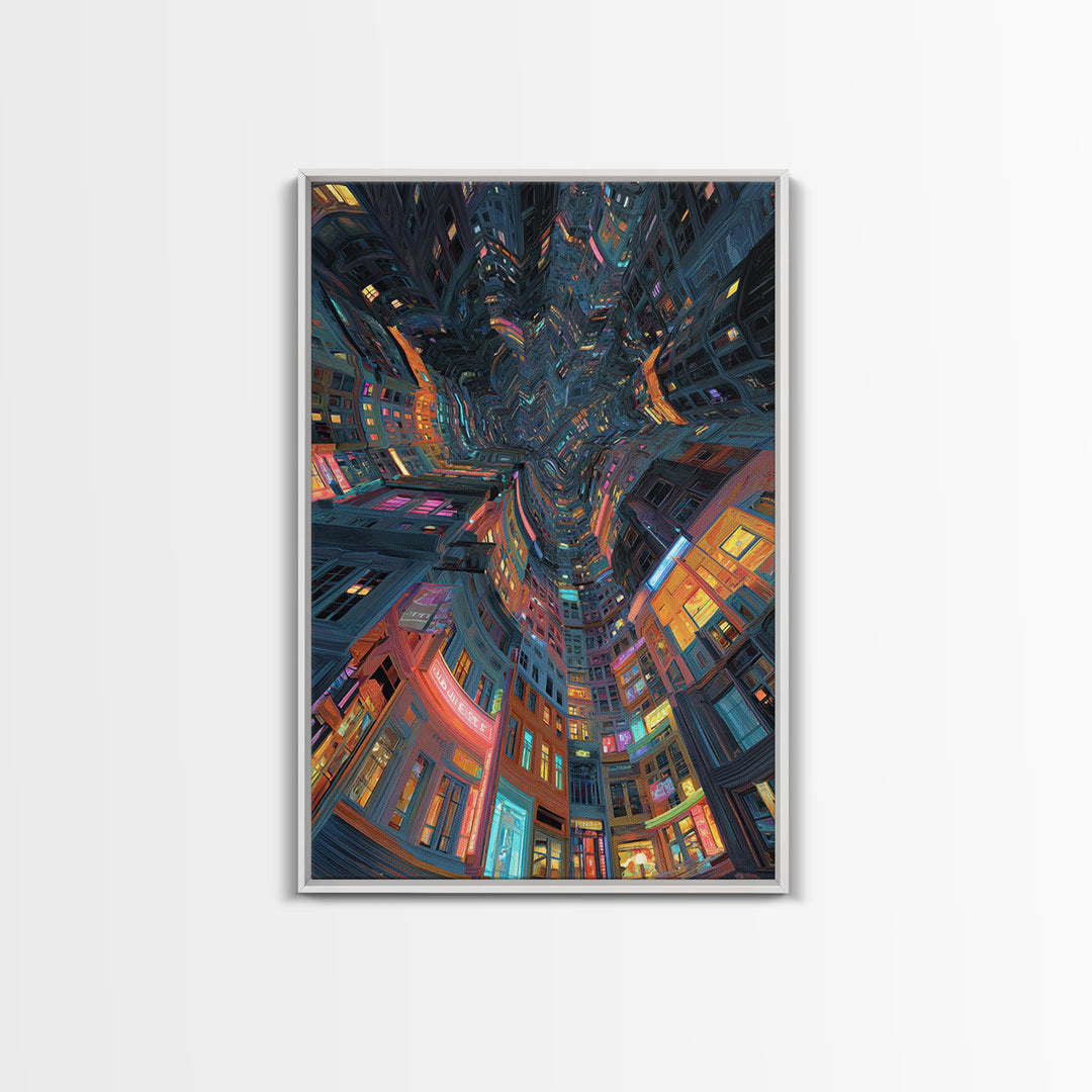 Vibrant Neon Purple And Pink Tropical Palm Tree Landscape Synthwave Sunset Digital Wall Art Canvas Print