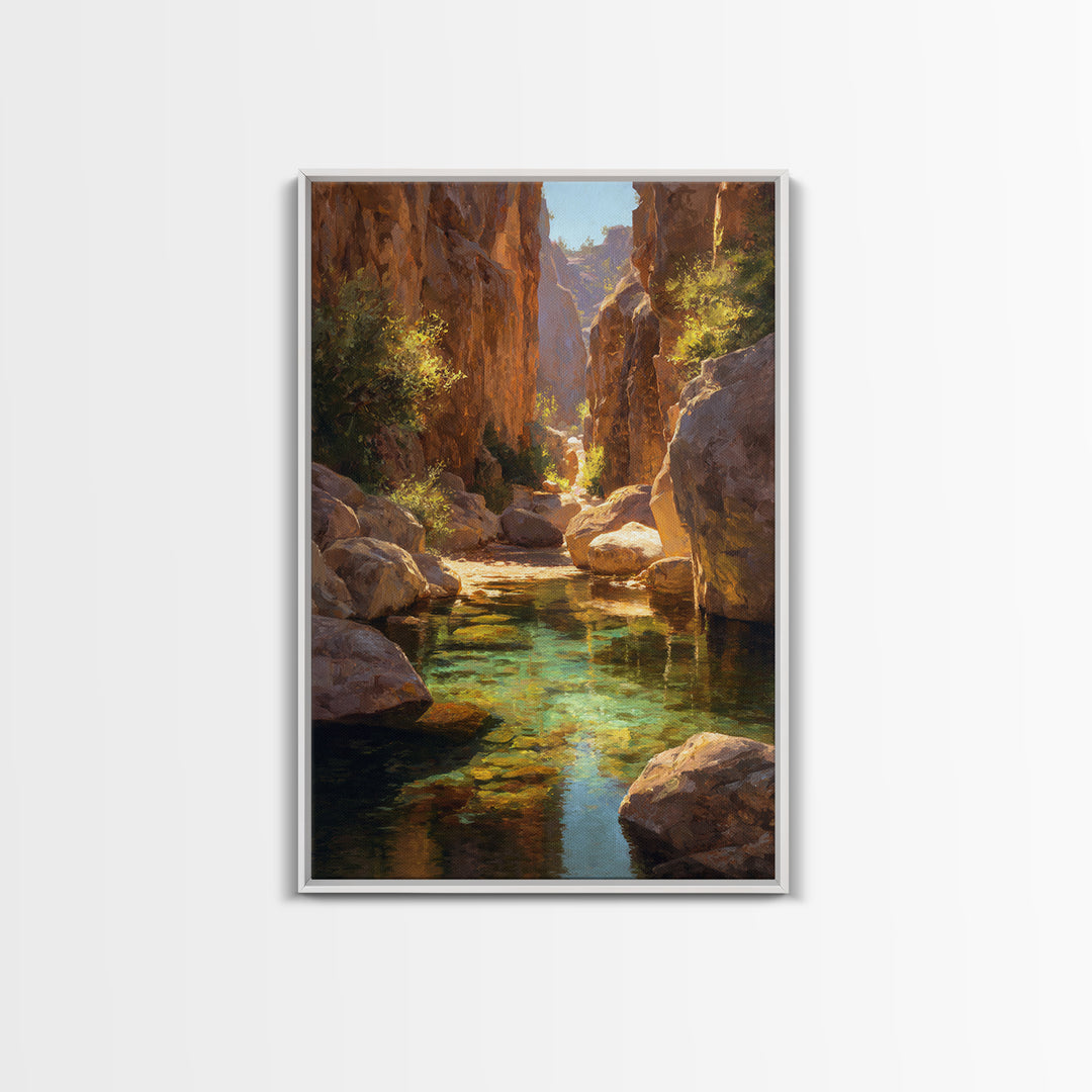 Futuristic Neon Beach Sunset With Palm Trees And City Skyline Vibrant Coastal Wall Art For Modern Living Room Decor Framed Canvas Print