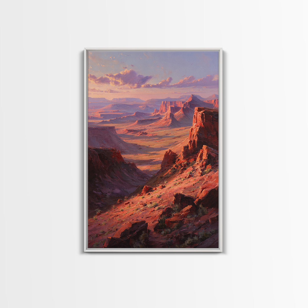 Grand Canyon Red Rock Landscape Painting Framed Canvas Print For Southwestern Wall Art And Rustic Home Decor