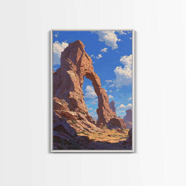Natural Rock Arch Formation Scenic Desert Landscape Oil Painting Wall Art Print