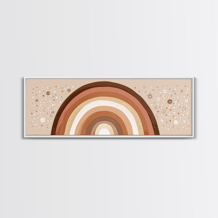 Earth Tone Boho Rainbow Wall Art, Minimalist Canvas Print, Neutral Nursery Decor, Kids Room And Playroom Wall Decor, Baby Gift
