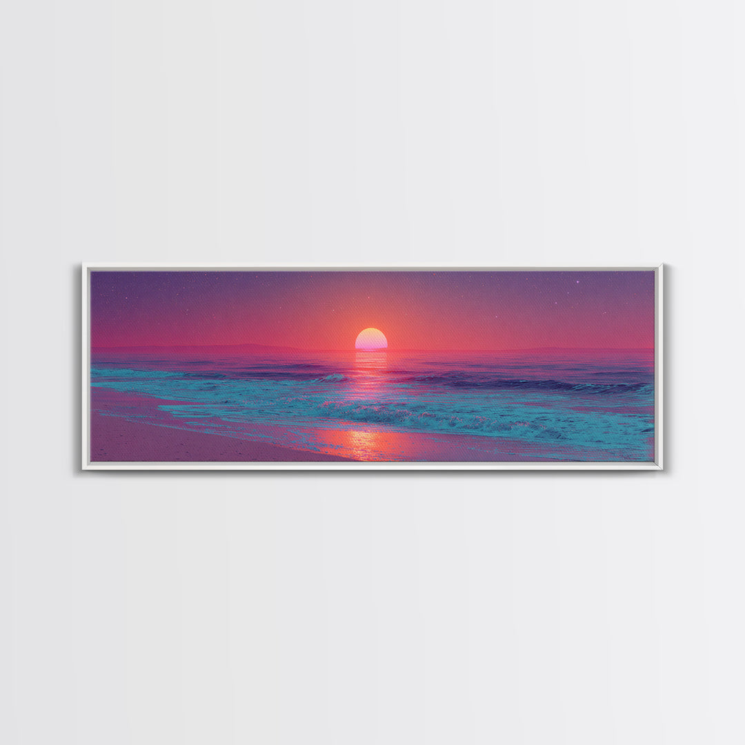 Pastel Pink Ocean Sunrise Wall Art, Coastal Bedroom Decor, Calm Seascape Print, Beach House Canvas, Serene Home Gift Idea