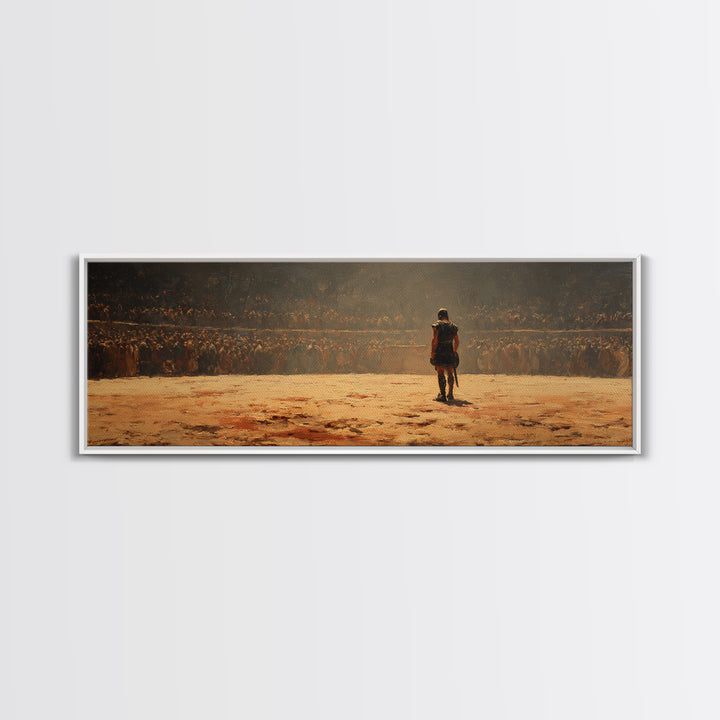 Lone Warrior Before Vast Army Wall Art, Epic Battle Scene, Historical Fantasy, Masculine Office Decor, Large Horizontal Art