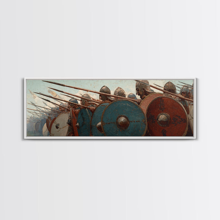 Ancient Phalanx Shields And Spears Wall Art, Greek Warrior Battle Scene, Historical Fine Art Print, Masculine Office Decor