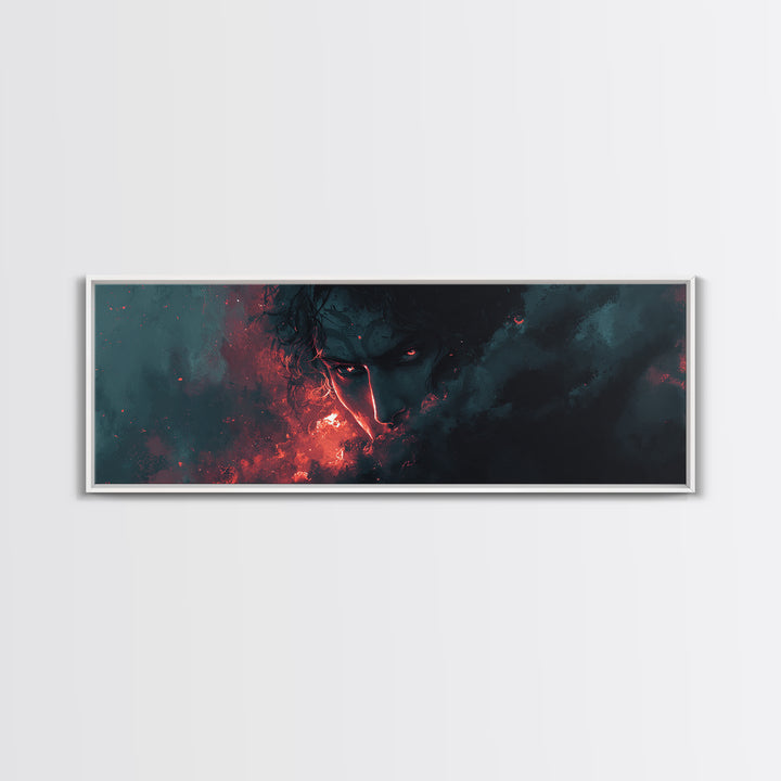 Dark Surreal Face In Smoke Canvas Print, Gothic Wall Art, Moody Horror Decor, Fantasy Portrait, Macabre Statement Art Gift