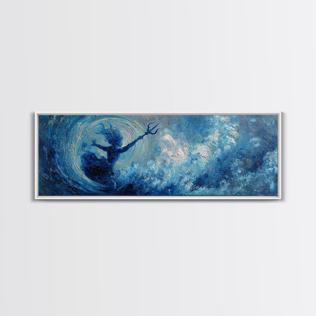 Blue Storm Sea Goddess Canvas Print, Mystical Ocean Wave Fantasy Art, Coastal Wall Decor, Ethereal Statement Artwork For Bedroom
