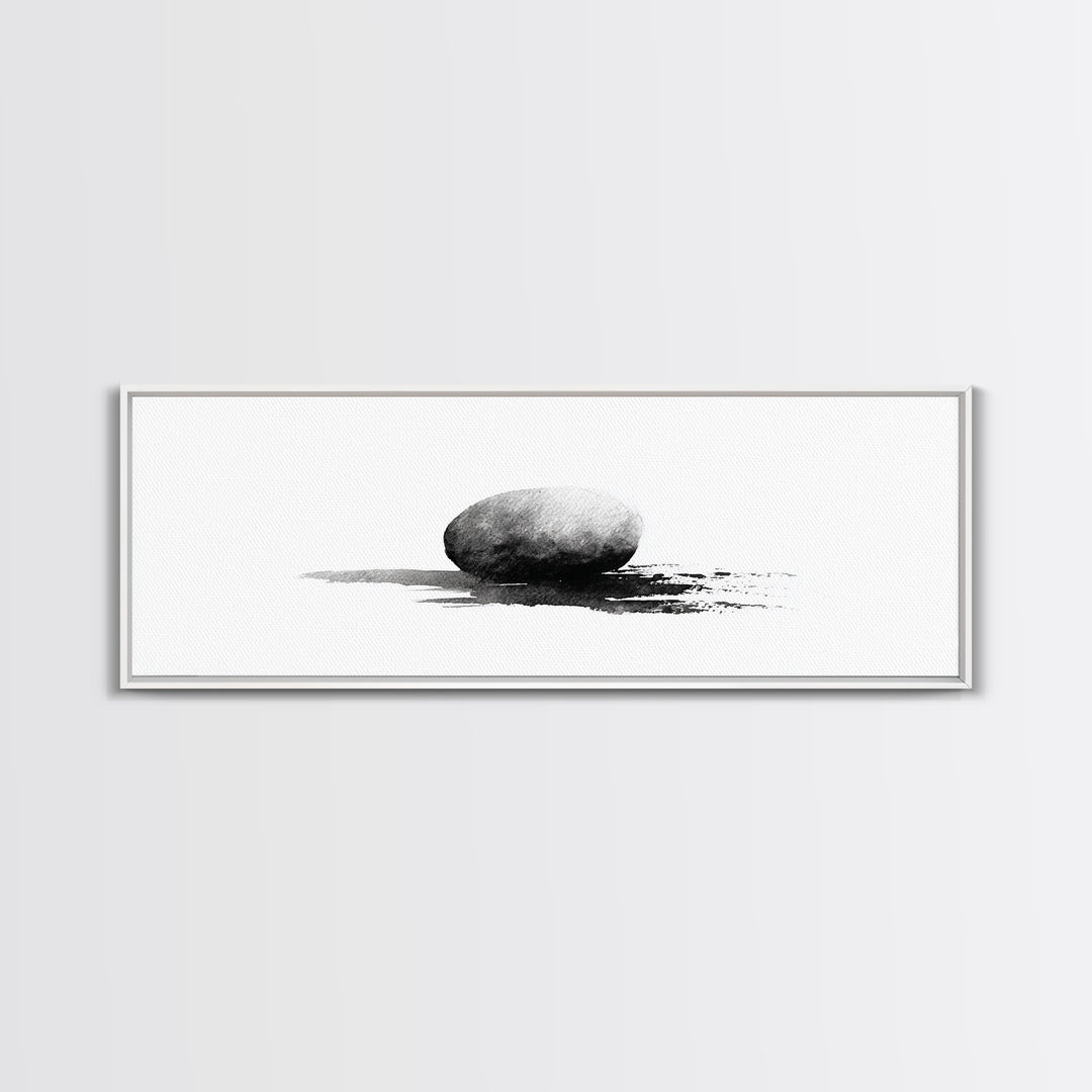 Minimalist Black Stone Wall Art, Zen Ink Drawing, Wabi Sabi Art, Black And White Art, Neutral Home Decor, Office Decor Print