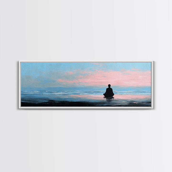 Peaceful Ocean Meditation Wall Art, Pastel Seascape Canvas Print, Zen Spa Decor For Bedroom And Yoga Room Calming Home Decor
