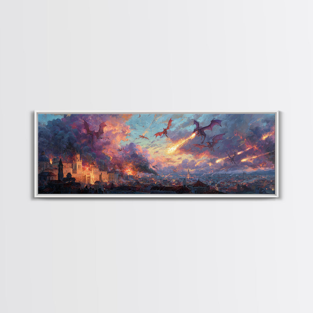 Peaceful Mountain Lake Scene With A Canoe And Sunrise Morning Landscape Painting Wall Art Framed Canvas Print