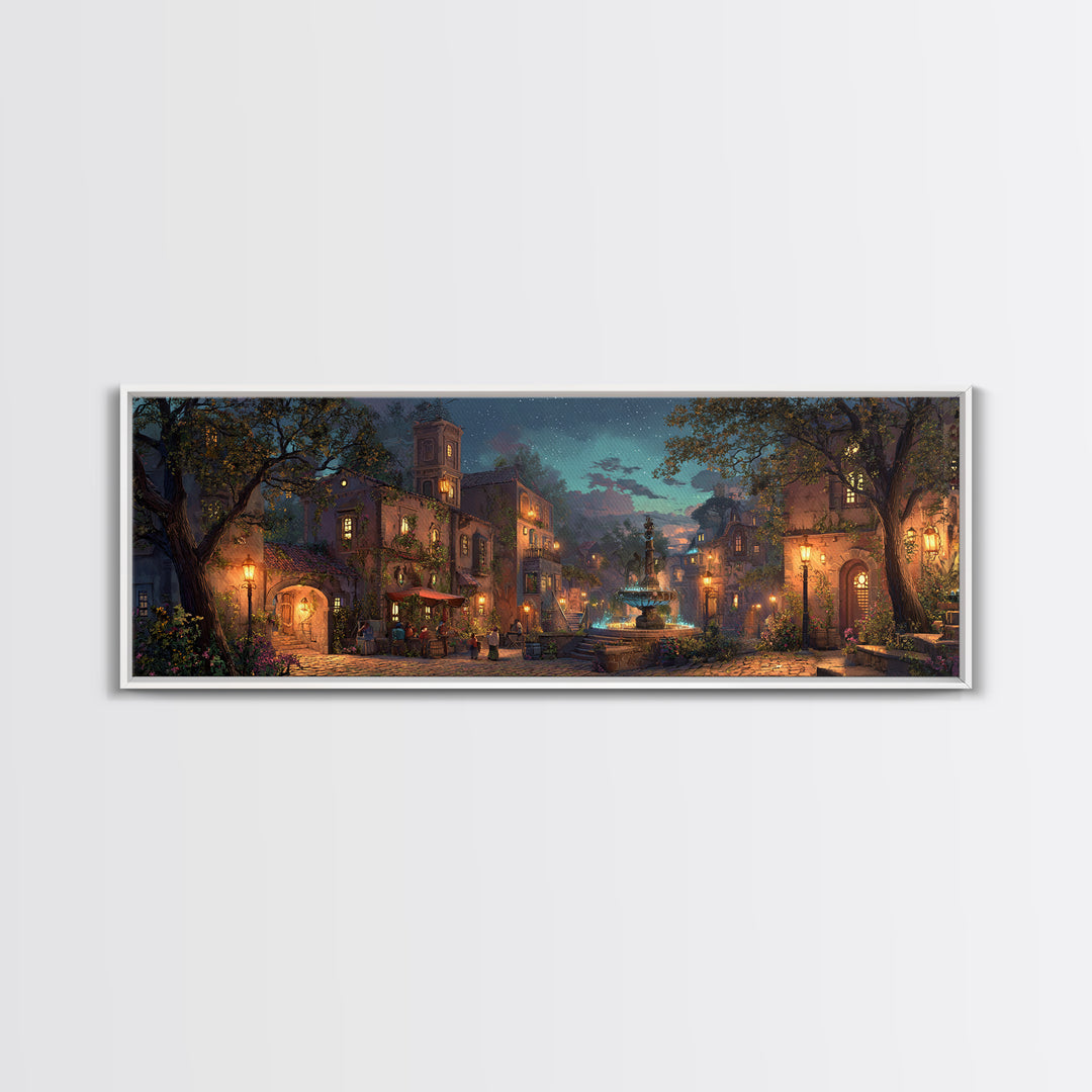 Mystical Wizard Summoning Portal Among Ancient Ruins Wall Art Framed Canvas Print For Fantasy Decor