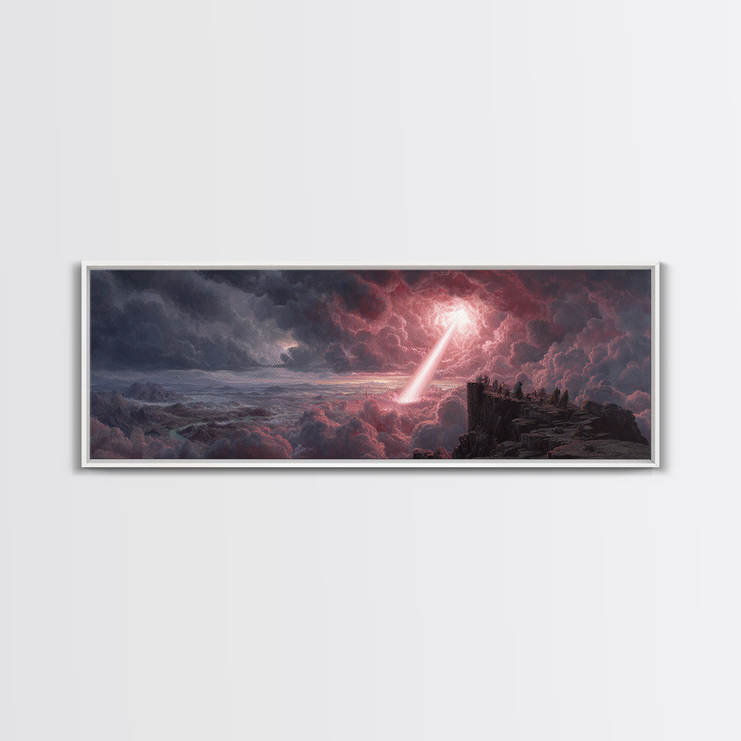 Methane Lightning Bolt Cloudscape Dramatic Fantasy Wall Art Framed Canvas Print For Moody Room Decor