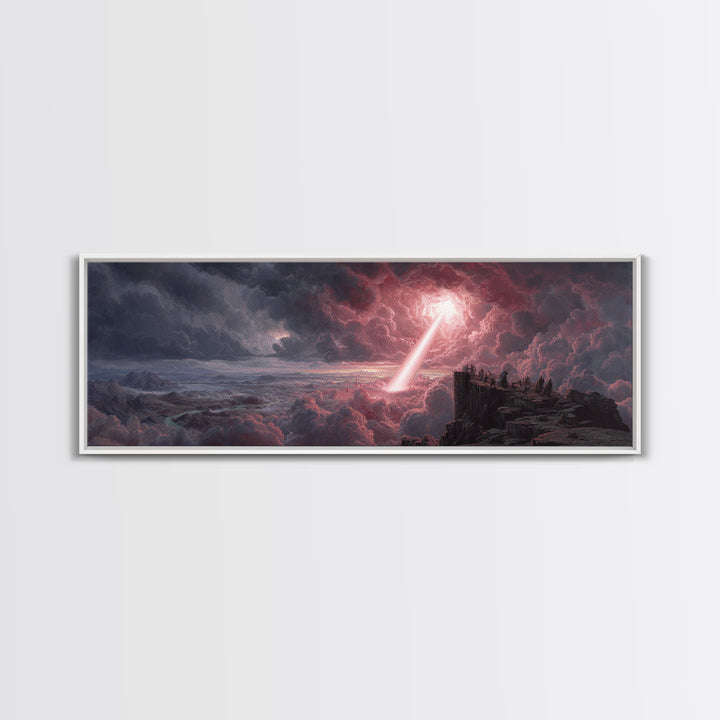 Methane Lightning Bolt Cloudscape Dramatic Fantasy Wall Art Framed Canvas Print For Moody Room Decor