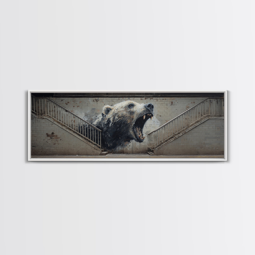 Captivating Roaring Bear Graffiti Mural Wall Art Print Canvas Print For Urban Living Room Decor And Statement Wall Art