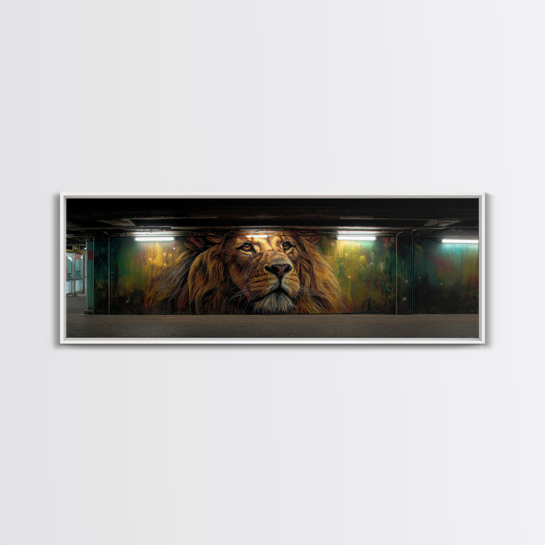 Majestic Lion Graffiti Mural Subway Art Wall Art Canvas Print Urban Street Decor For Home And Office
