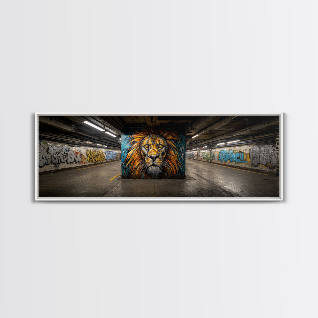 Urban Graffiti Lion Street Art Mural Wall Art Print Framed Canvas Print For Modern Living Room Decor And Trendy Wall Decor