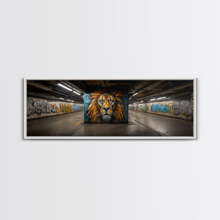 Urban Graffiti Lion Street Art Mural Wall Art Print Framed Canvas Print For Modern Living Room Decor And Trendy Wall Decor