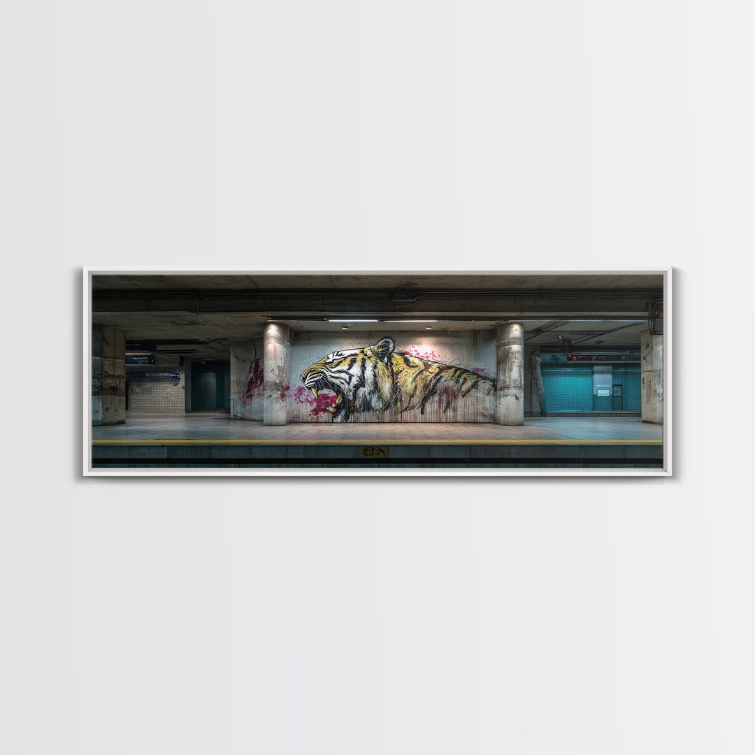 Street Art Tiger Graffiti Wall Mural Artwork With Urban Vibes Wall Art Framed Canvas Print For Modern Home Decor