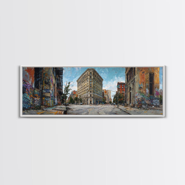New York City Flatiron Building Urban Street Scene Wall Art Canvas Print For Modern Home Decor