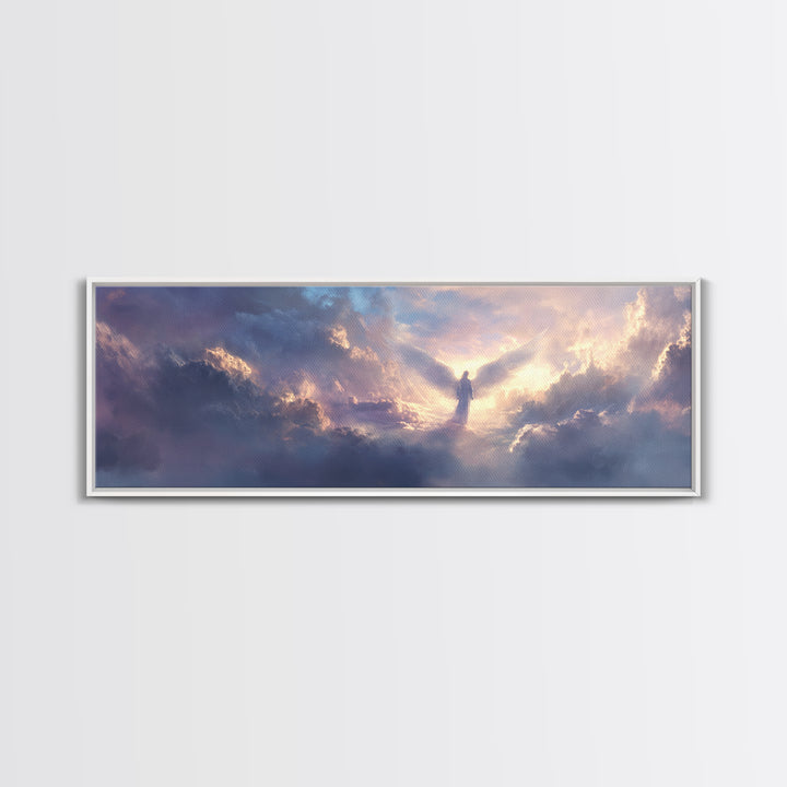 Angel In Clouds Spiritual Landscape Wall Art Framed Canvas Print Inspirational Home Decor
