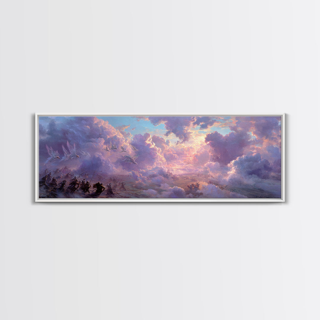 Dramatic Desert Landscape Storm Lightning Sky Digital Art Wall Art Framed Canvas Print Western Home Decor