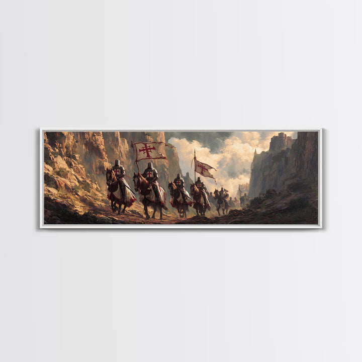 Medieval Knights On Horseback Dramatic Historical Landscape Oil Painting Wall Art Framed Canvas Print