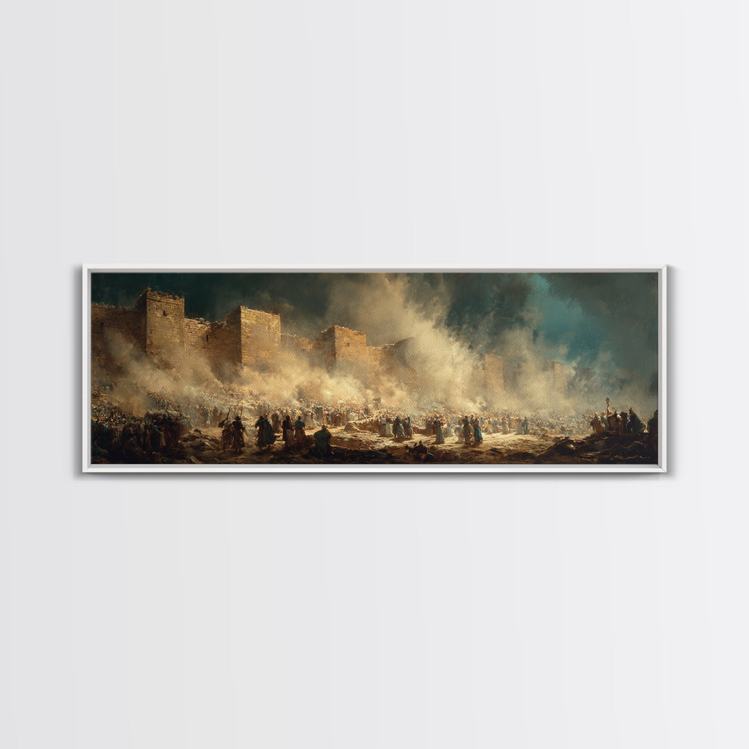 Historic Ancient City Scene With Crowds And Camels Under Dramatic Sky Oil Painting Canvas Print For Classic Wall Art