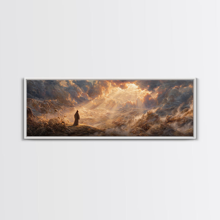 Heavenly Angel With Trumpet In Cloudscape Religious Wall Art For Spiritual Home Decor And Inspirational Living Room Framed Canvas Print
