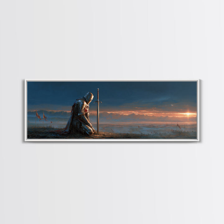 Knights In Shining Armor Fantasy Epic Warrior Landscape Wall Art Framed Canvas Print