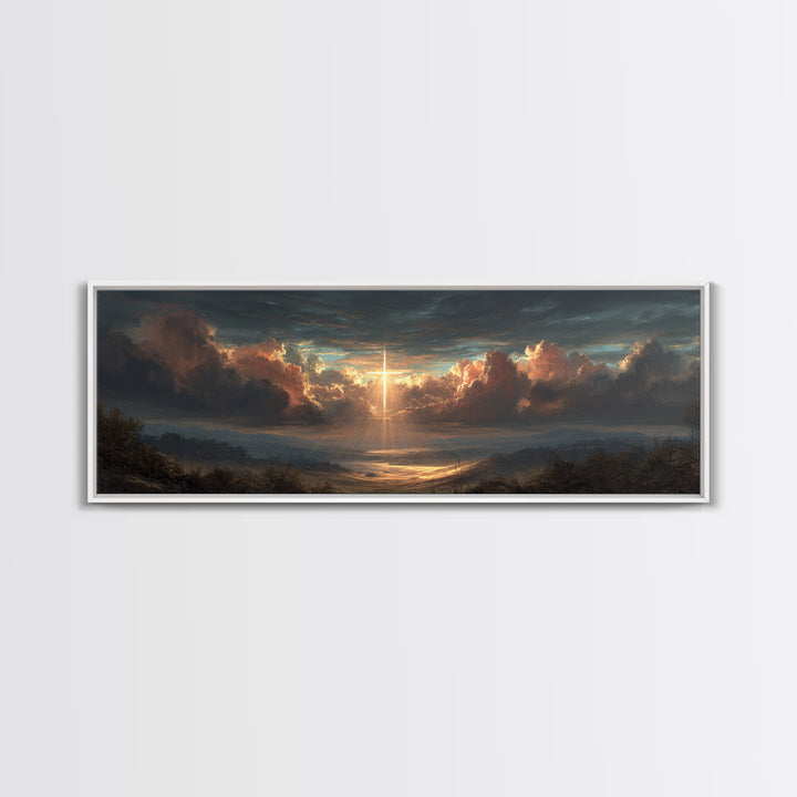 Towering Dragon Breathing Fire Over Burning Village Fantasy Artwork Canvas Print Large Wall Art For Dramatic Home Decor