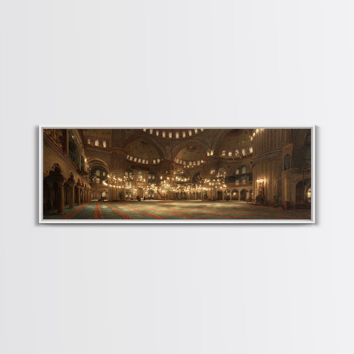 Grand Cathedral Interior With Golden Lighting And Ornate Details - Stunning Religious Wall Art Canvas Print For Classic Home Decor