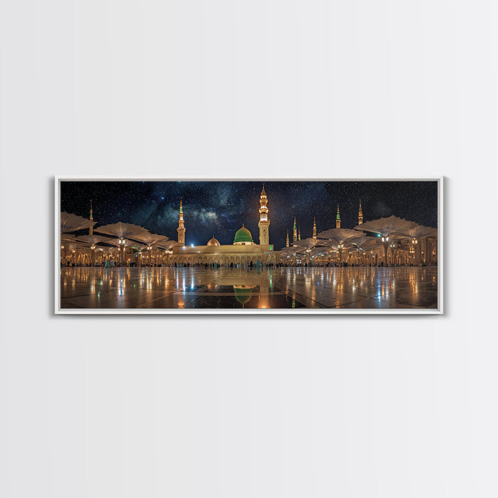 Night Sky Over Spiritual Islamic Mosque With Starry Stars Wall Art Canvas Print Mystical Middle Eastern Decor