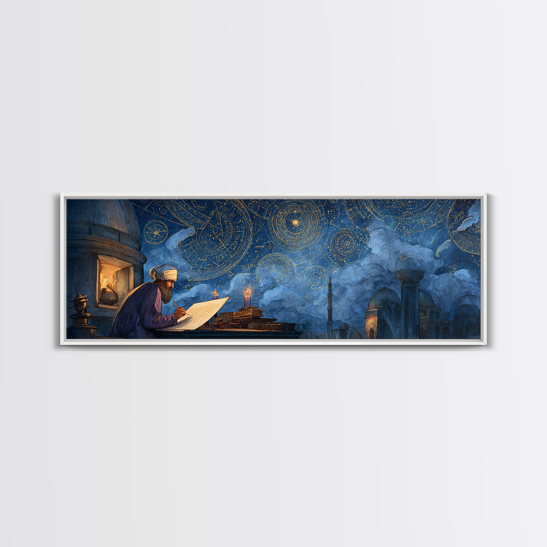 Enchanting Nighttime Ancient Cityscape With Moon And Lanterns Painting Wall Art Framed Canvas Print For Magical Home Decor