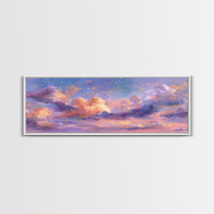 Pastel Pink Cloud Canvas Print, Dreamy Sunset Sky Painting, Celestial Wall Decor, Soft Aesthetic Bedroom Art, Modern Home Decor Gift