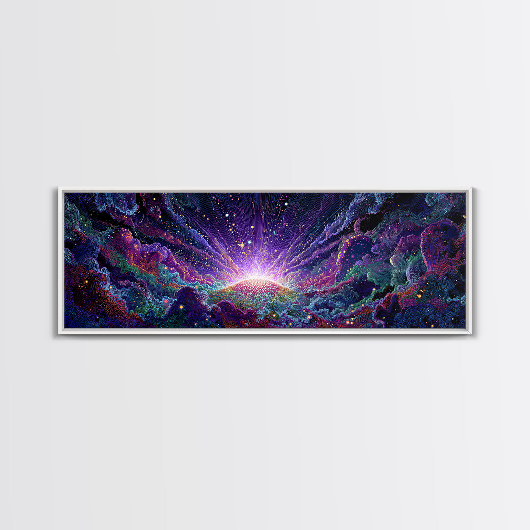 Radiant Cosmic Sunrise Wall Art, Colorful Abstract Space Poster, Galaxy Canvas Decor, Modern Living Room Wall Art Print