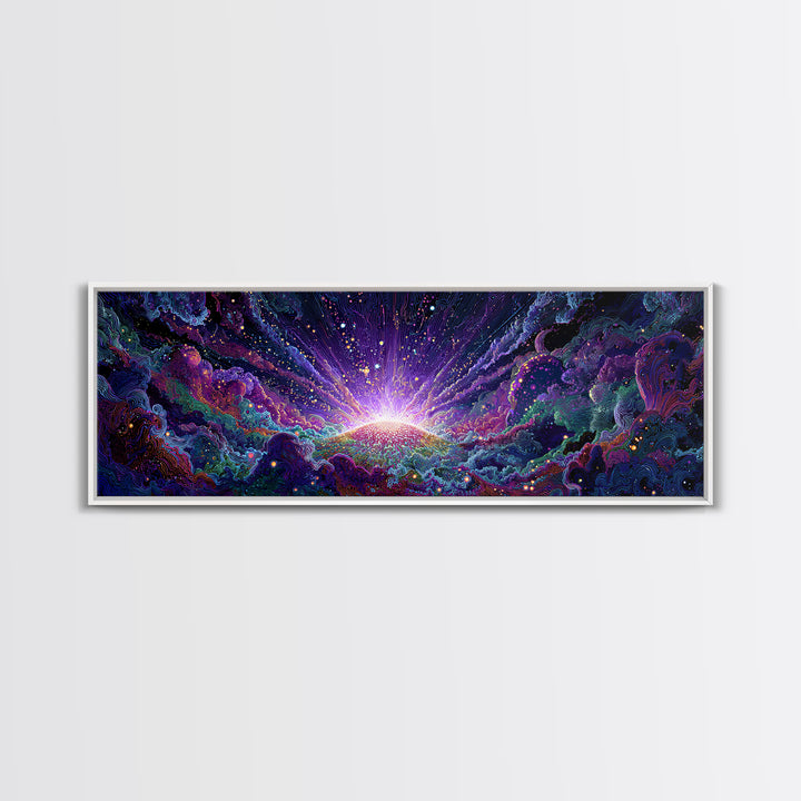 Radiant Cosmic Sunrise Wall Art, Colorful Abstract Space Poster, Galaxy Canvas Decor, Modern Living Room Wall Art Print