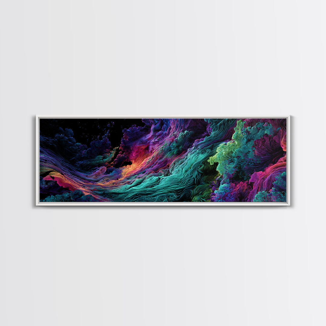 Vibrant Fractal Ocean Wave Canvas Print, Psychedelic Abstract Art, Colorful Wall Decor, Modern Statement Living Room Art